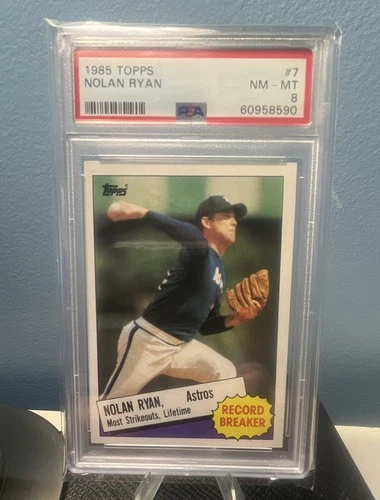 1985 Topps - Record Breaker Nolan Ryan #7 (PSA 8  Slab) 🔥Look! 🔥