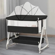 Baby bedside sleeper, 3-in-1 Baby crib Bedside Bed with Mosquito Net