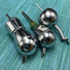 3 Vtg MCM Chrome Atomic Hi Ball Liquor Bottle Pourers Barware 2 Heavy 1 Lighter