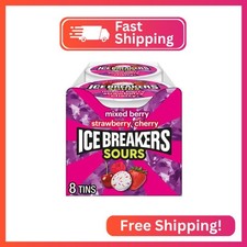 ICE BREAKERS Sours Assorted Fruit Flavored Sugar Free Mints Tin, 1.5 oz Pack of