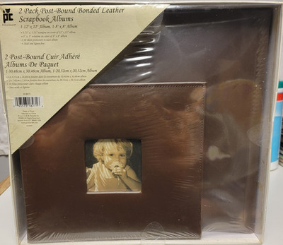 Provo Craft 2 Pack Post-Bound Bonded Leather Scrapbook Albums Dk Brown 