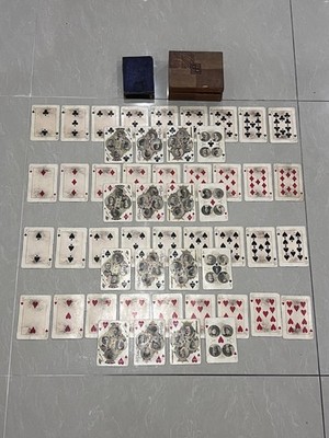 U.S. Playing Card Co Stage No.65x Gold-Edged Deck 1896 komplett mit Box SEHR SELTEN