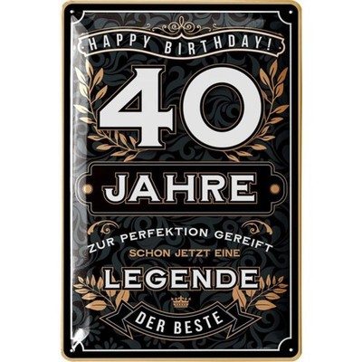 LANOLU Blechschild Der Beste 40 Jahre Geburtstag Retro - 20x30cm