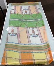 VTG Multicolor Floral  Geometric Pattern Scarf 6Ft Long 2.5ft wide 100 Viscose