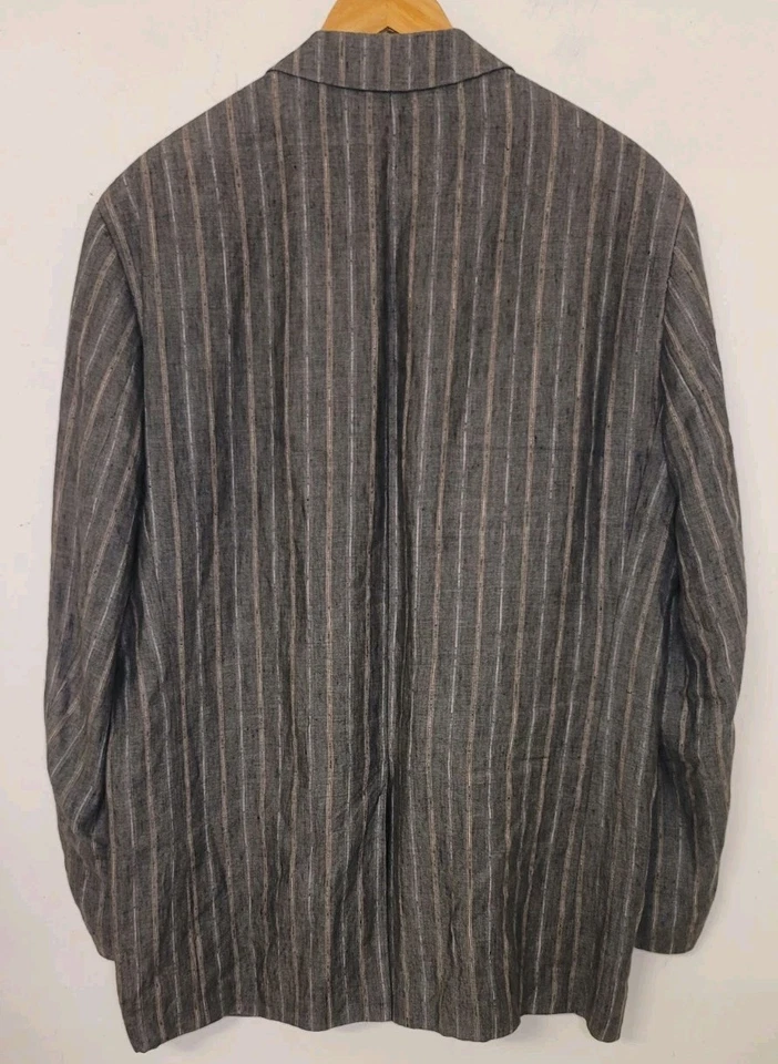 Paul Stuart Men's 44R Linen Cotton Blazer Sport Coat Suit Jacket VTG Striped New - Image 3 of 4