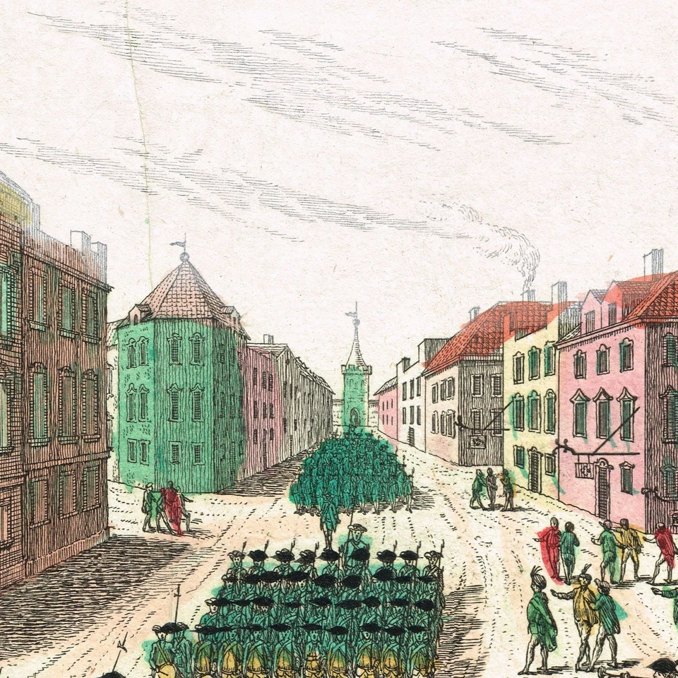 CIUDAD DE NUEVA YORK Original impreso alrededor de 1780 Vista de Nueva York Grabado en color Foto 3 de 4