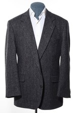 46 Vintage Imperial Haggar Gray Herringbone Tweed Wool Sport Coat Blazer XXL 2XL