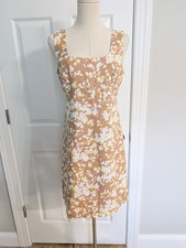 Draper James 100 Linen Babydoll Dress in Yellow Shadow Floral Size 4