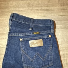 Wrangler Men s Bootcut Dark Wash Blue Denim Jeans Distressed 5-Pocket Logo