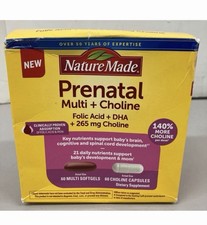 Nature Made Prenatal Multi Choline Folic Acid DHA 60 60 Count - Exp 11/2025