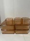 VTG Federal Square Pink Depression Glass Refrigerator Containers w/Lids Set Of 7