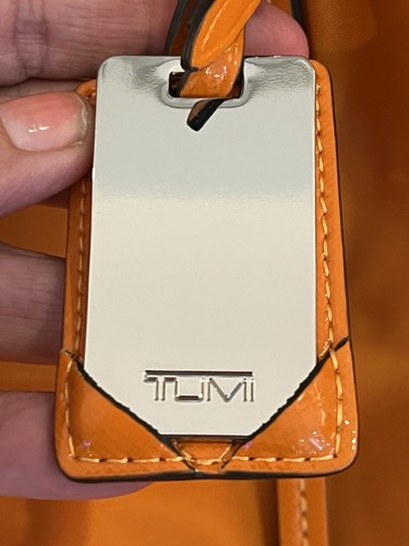 Tumi Voyageur Tangerine Orange Nylon Tote Bag Pink Lining Patent Trim 19”x12”x6” - Picture 3 of 20