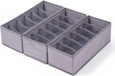 3 Pack Sock Underwear Drawer Organizer Dividers Collapsible Cabinet Storage