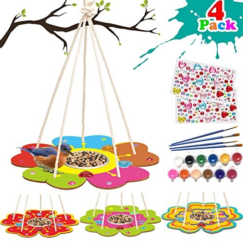 4 Pack Arts and Crafts Bird Feeders Kit for Kids, DIY Kids Crafts for Boys