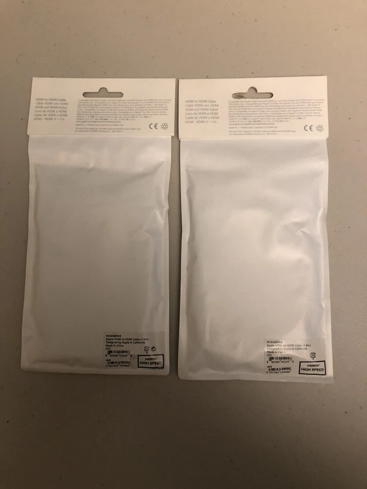 Apple HDMI to HDMI Cable 1.8 meter MC838ZM/A Lot of 2 High Quality DISCONTINUED - Image 2 of 4