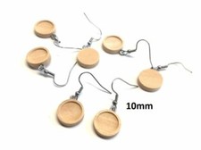 10 pcs. Stainless Steel Silver Tone Earring Dangle Hooks Settings Bezels 10mm