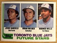 1982 Topps Blue Jays Future Stars Jesse Barfield Brian Milner Boomer Wells #203