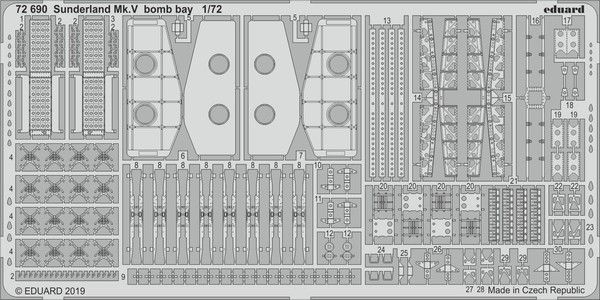MW22 Eduard 72690 Sunderland Mk.V Bomb Bay 1/72 Pe Set For Special Hobby-image