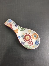 Pier 1 Imports Retro Decor Spoon Rest ‘Zinnia’  Multicolor Floral Table or Wall