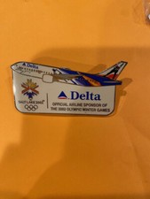 SALT LAKE CITY OLYMPiCS PIN DELTA AIRLINES OLYMPIC DESIGN BONNIE BLAIR TAIL RARE