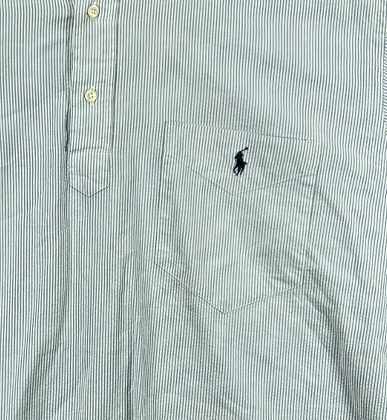 Pullover vintage de los 90 Ralph Lauren Purcell para hombre XL azul a rayas camisa Seersucker Foto 3 de 4