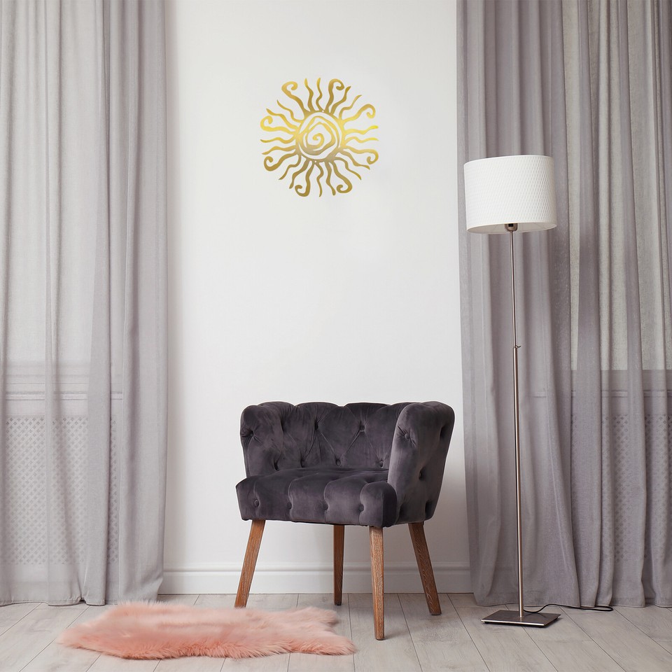 E Red Sun Metal Wall Art Hanging Outdoor Indoor Wall Sun Decoration