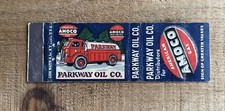 Vintage 1930s Amoco Gas Parkway Oil Co Truck Advertising Matchbook Cover
