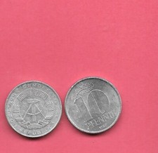 EAST GERMANY DDR KM10 1989 XF-SUPER  FINE-NICE OLD ALUMINUM 1O PFENNIG COIN