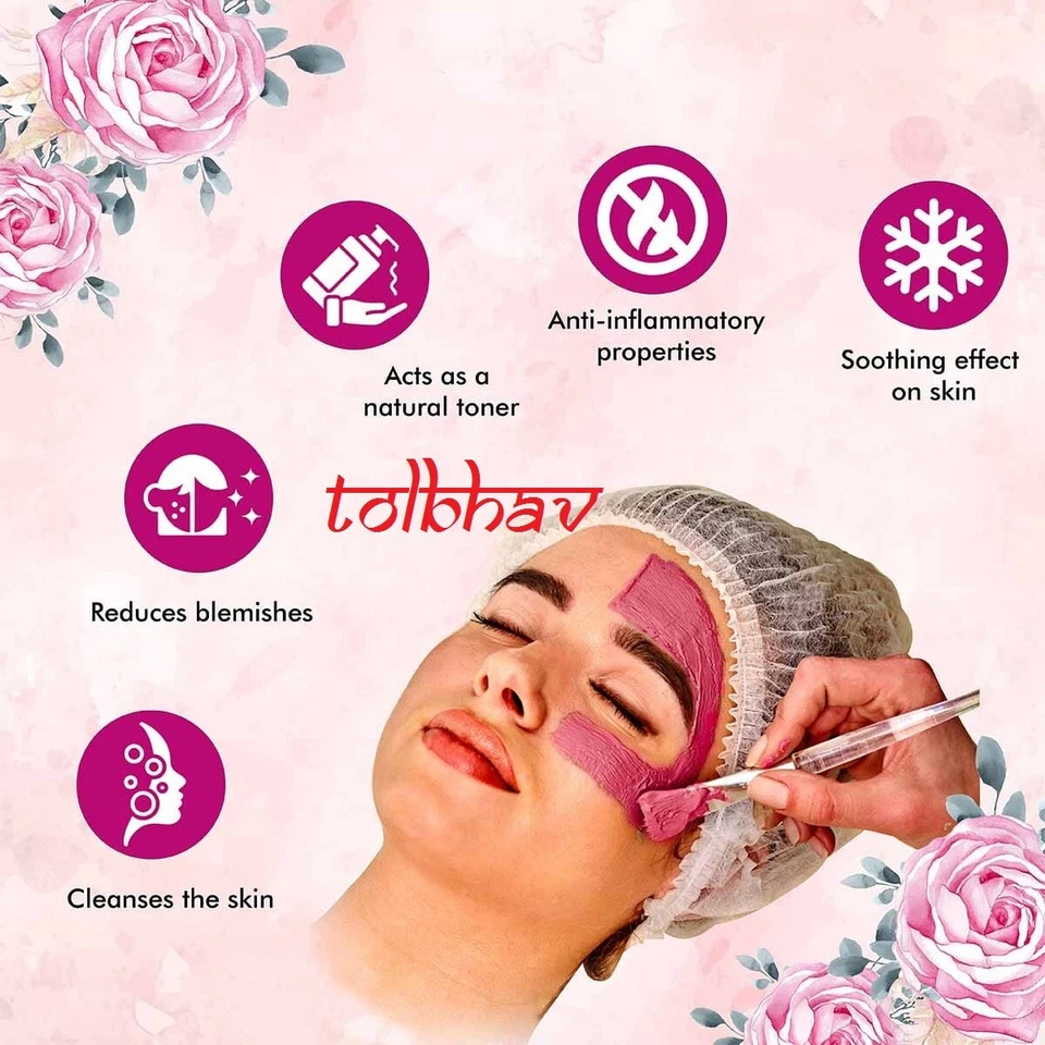 Natural Rose Petal Powder For Healthy Youthful Glow Firm Facial Skin From India - Image 2 of 2