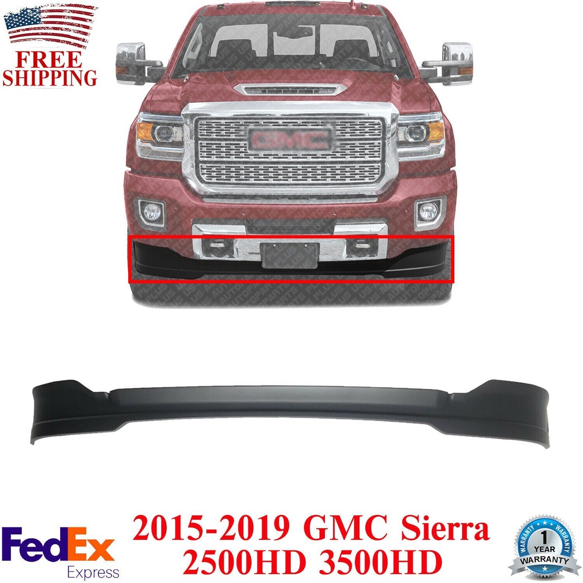 Front Air Dam Valance For 2015-2019 Chevy Silverado 2500/3500 HD - Direct Replacement