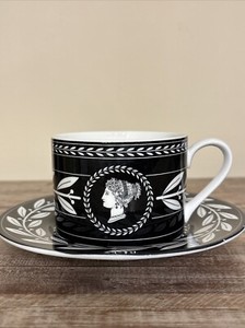 Victoria & Beale Olympia Black Flat Cup & Saucer