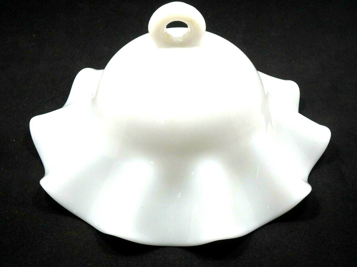 1 Vintage Oil Lamp Smoke Bell For Hanging Lamps Oil Lamps Ruffled Milk Glass