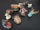 Nativity Figures Clay Ceramic With Stable Animals And Wooden Stable