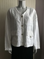 J. Jill White 100% Linen Lightweight Summer Jacket With Pockets Size S