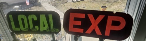 Orig R1 & R9 NYC NEW YORK SUBWAY RARE LOCAL EXPRESS GLASS Back-lit signs TRAIN