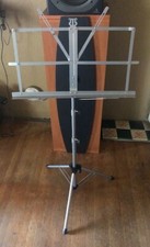 Audio 2000 AST4444SL Folding Tripod Base 3 Tier Music Stand with Carry Bag Silve