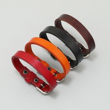 Men's Women's Punk Leather Belt Wristband Bangle Cuff Wrap Bracelet Adjustable