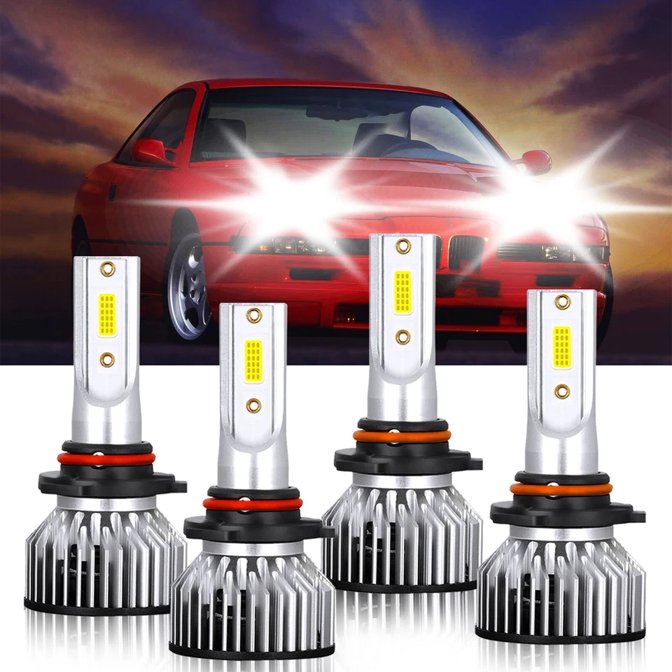 4x 9005 9006 Bombillas LED Faro Alto Bajo 6000K Para BMW 850Ci 1993-1997 Foto 2 de 4