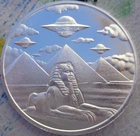1 oz. UFO'S over PYRAMIDS Sphinx alien round BU .999 fine silver