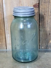 Vintage 1910-1923 Ball Aqua Blue Perfect Mason Jar w Zinc Lid #3