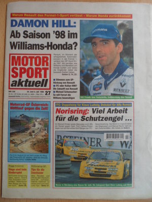 MOTOR SPORT aktuell 26.6.-2.7. 27 - 1996 Damon Hill ITC Motorrad GP Österreich