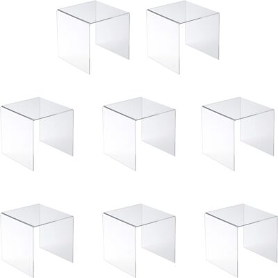   8 PC Clear Acrylic Risers, Acrylic Display Risers Shelf Showcase Fixtures f...