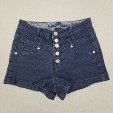 Almost Famous High Rise Denim Shorts Womens 5 Blue Cotton Blend Cut Off Shorts