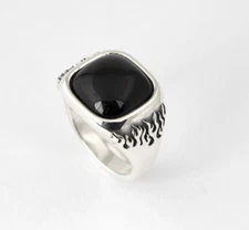 Natura Black Onyx Fire Ring 925 Sterling Silver Handmade Gemstone Jewelry