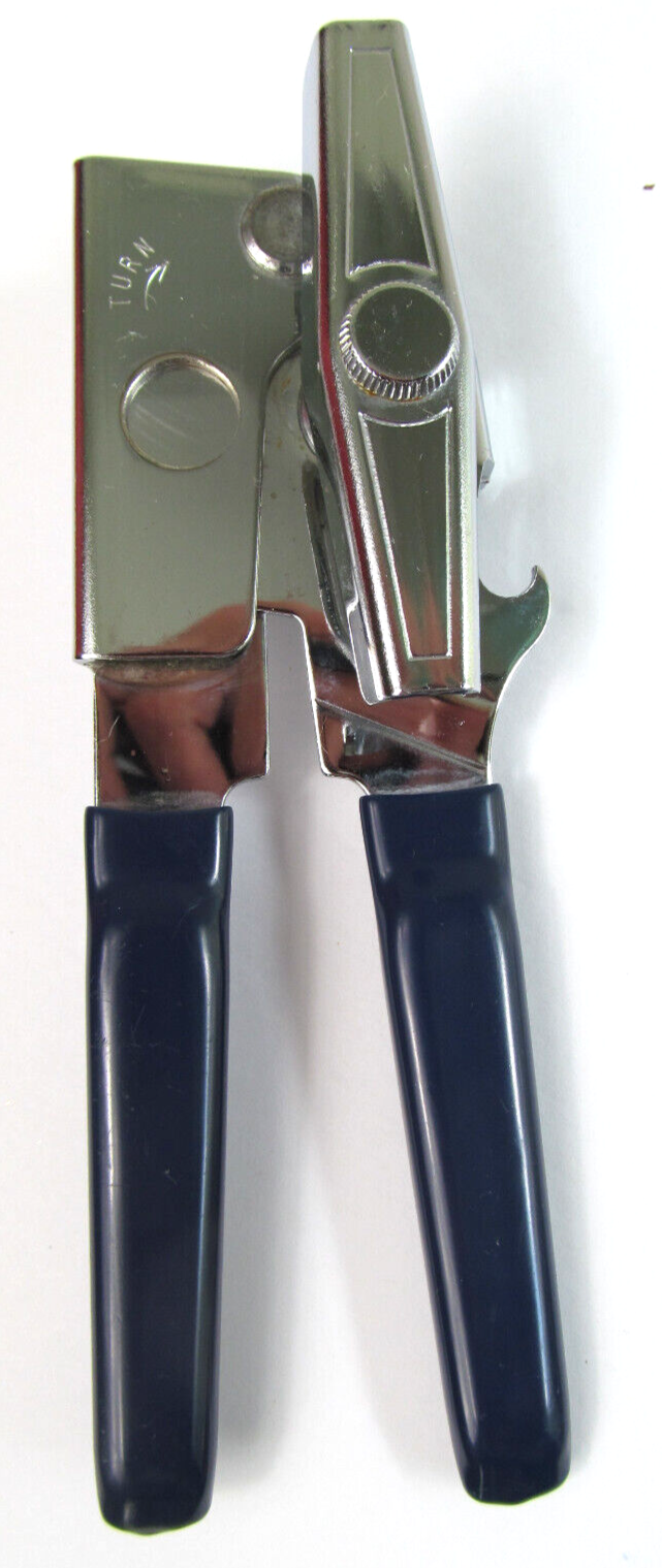 Manual Can Opener Navy Blue Grip Handle Bottle Opener 7