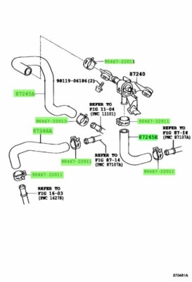 OEM Toyota Chaser JZX100 Heater Water Hose 3pcs With Clips Set