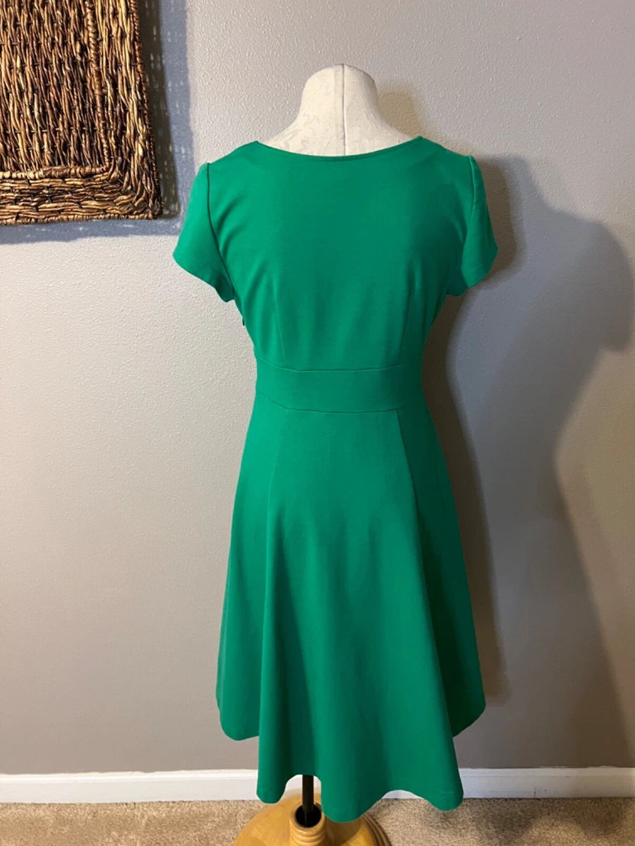 BODEN A Line Dress 8 R Green Short Sleeve Stretch Career Church Washable
