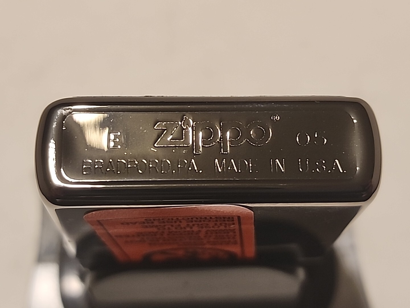 Black Ice Zippo With Batman Sticker Affixed To Front Of Lighter. 2005 New No Box
