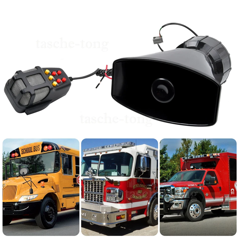 100W 12V 7 Tone Sound Car Police Siren Horn Megaphone With Mic PA Speaker System - Image 3 of 4