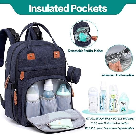Baby Changing Bag Backpack, Nappy Hold All Diaper Pram Bags Navy Blue